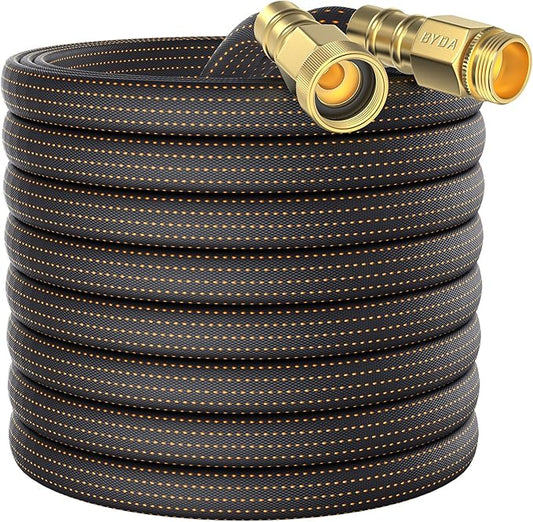 10FT Lightweight Flexible Garden Hose,Non-Slip Handles,Non-kink Hose,Solid Brass Fitting for Boats, RV Water Hose,Marine Washdown,Lawn,Garden,Leakproof TPE Hose (OrangeBlack, 10 FT)