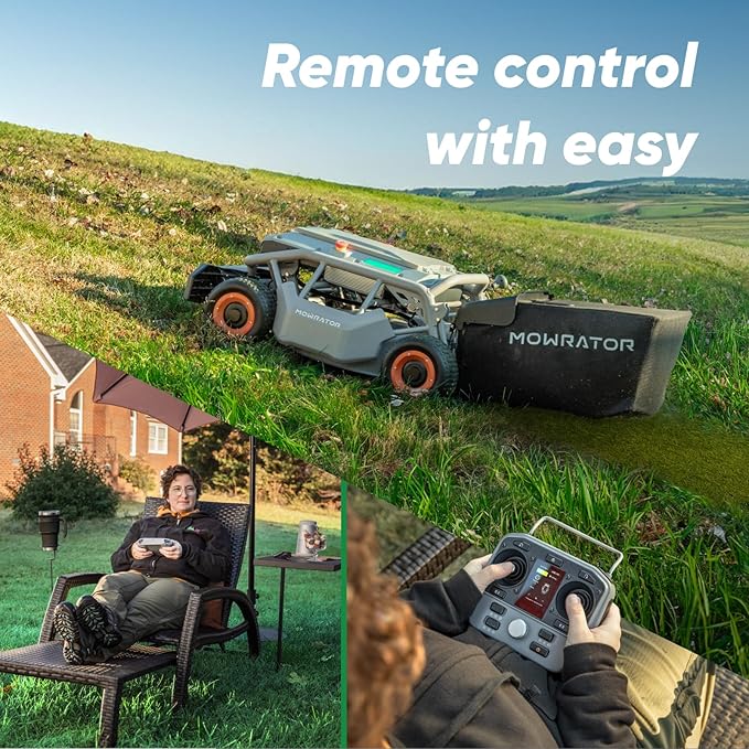 Remote Control Lawn Mower S1 4WD 56V12Ah, Multi-Functions RC Lawn Mower with 1.5-4.3 Inch Cutting Height 21 Inch Cutting Width for 75% Slope(37°) for Mowing 0.75 Acres