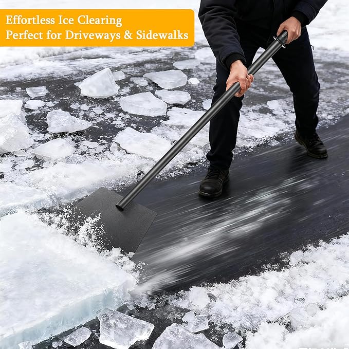 Snow Shovel ice Scraper with Detachable Extension Pole, Adjustable 28.5–61in Handle, Large Blade for Snow & Ice Removal, Anti-Slip Grip, Multi-Purpose Outdoor & Survival Tool