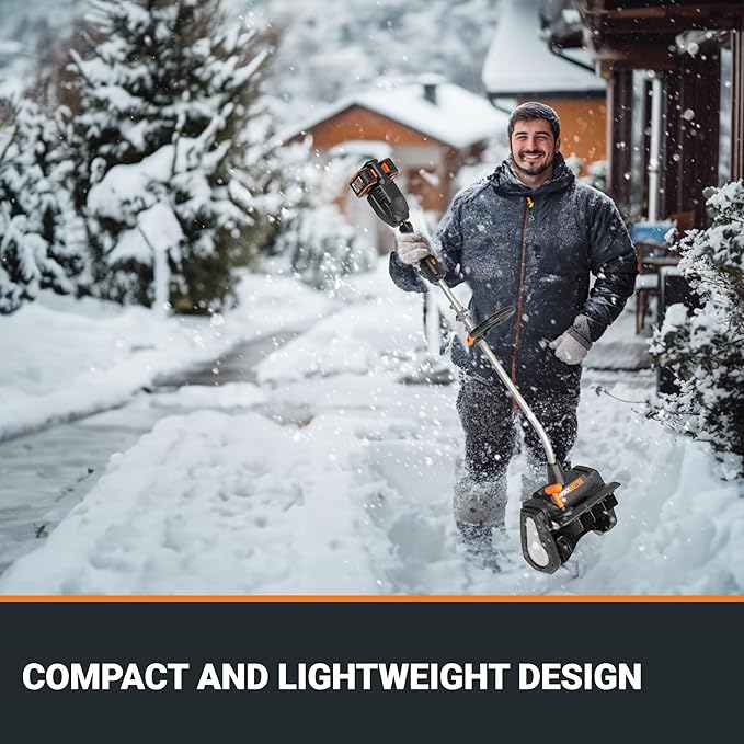 WORX Nitro 40V 12'' Electric Snow Shovel, 4-Car Driveway Cordless Snow Thrower, 2 Speeds Brushless Motor, Adjustable Front Handle, 4.0 Ah Battery and Charger Included, WG460
