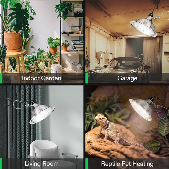 VIVOSUN Clamp Lamp Light with Detachable 8.5 Inch Aluminum Reflector up to 150 Watt E26 Socket (No Bulb Included), 6 Feet Cord, UL Listed, Pack of 2