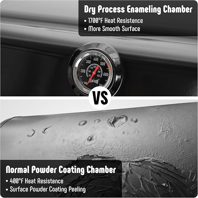 4 Burner Gas Grill, Outdoor BBQ Grill with Side Table for Patio & Backyard Barbecue, Enameled Coated Chamber Body with Porcelain-Enameled Grates, Grilll Cover Included, 36,000 BTU, Black