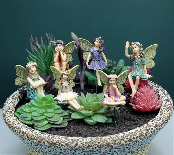 Fairy Garden Figurines 6pcs Miniature Fairies for Outdoor Garden Décor