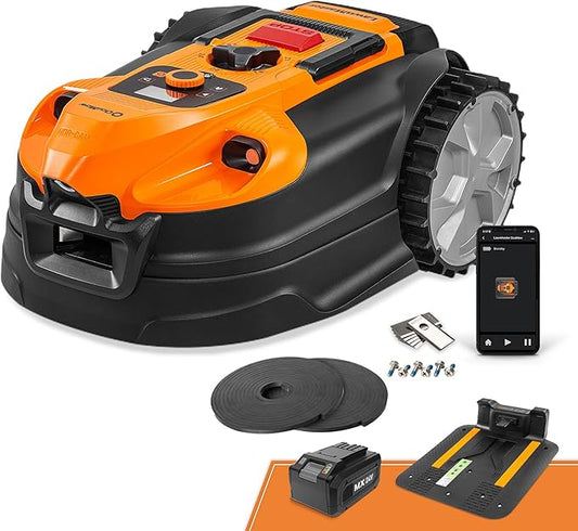LawnMaster OcuMow™ VBRM701YAMIDR Perimeter Wire Free Robot Lawn Mower Cuts 1/6 Acre Optical Navigation,Obstacle Avoidance Auto-Charging Station, No Go Function, WiFi & Bluetooth Connection APP Control