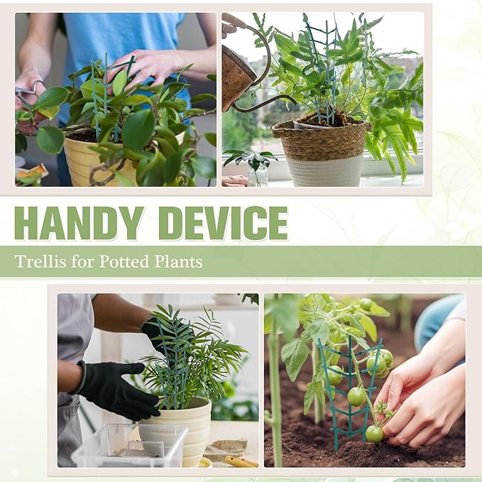 50 Pack Plant Trellis for Pots Garden Trellis for Potted Plants Flower Pots Support Stackable Plastic Mini Trellis for Climbing Plants Peas(Straight Line)