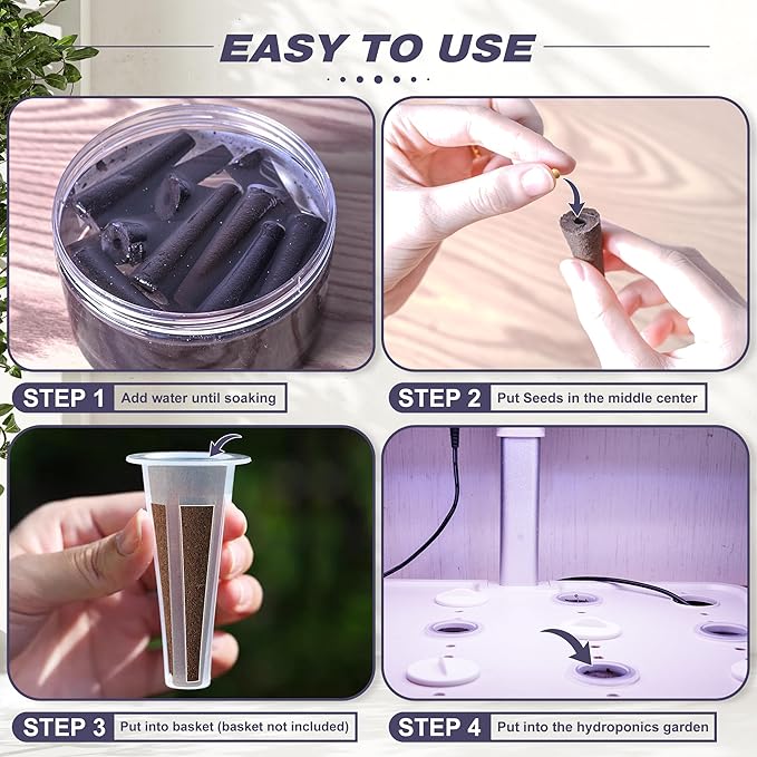 100 Pack Hydroponics Grow Sponges - Replacement Root Growth Sponge Seed Pods for Hydroponic Garden Indoor Growing System, Seed Starter Sponges Pod Kit with 100 Labels and 1 Tweezers