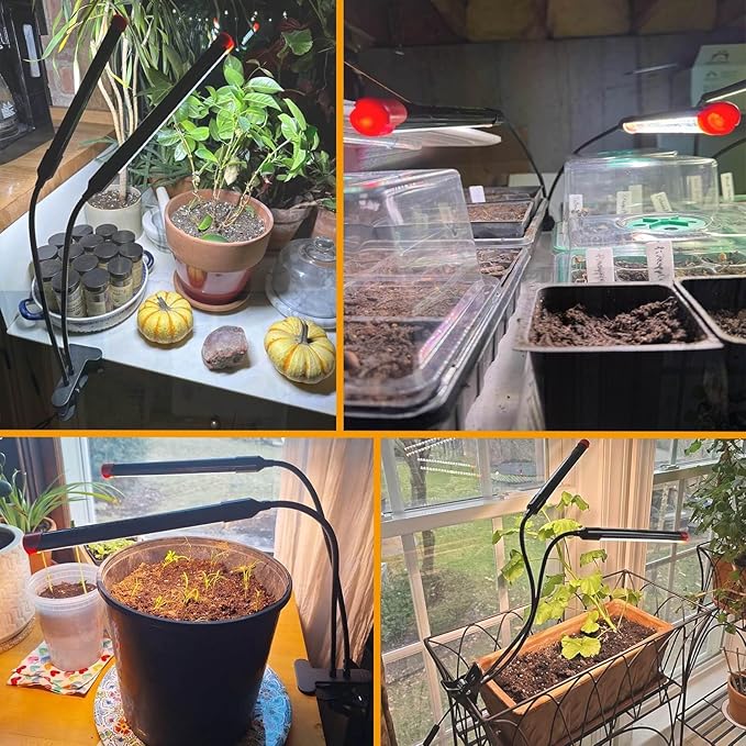 Clip Grow Lights for Seed Starting Seedlings with Timer, Enough Bright 18 Watt Power Home Plug, Not 5W Adapter, Small Bonsai Grow Light, Full Spectrum Plant Light for Indoor Growing