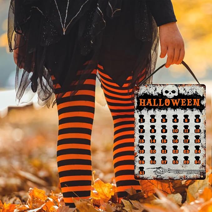 Halloween Countdown Vintage Sign Halloween Skull Metal Tin Sign for Home Bar Kitchen Hotel Dining Room Coffee 12x16inch