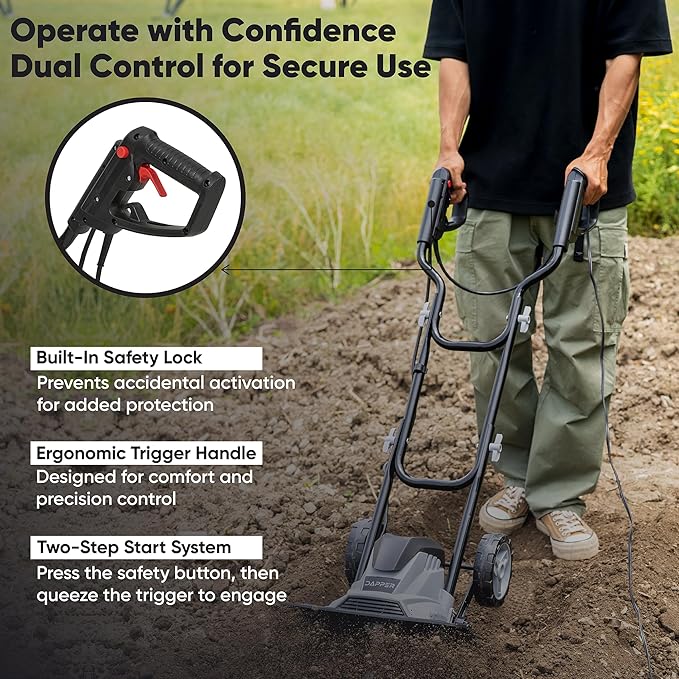 14 Electric Tiller Cultivator, 10Amp Corded Garden Rototiller with 4 Steel Tines, Adjustable Depth Wheels, Foldable Handle, Lightweight Portable Soil Cultivator for Gardening