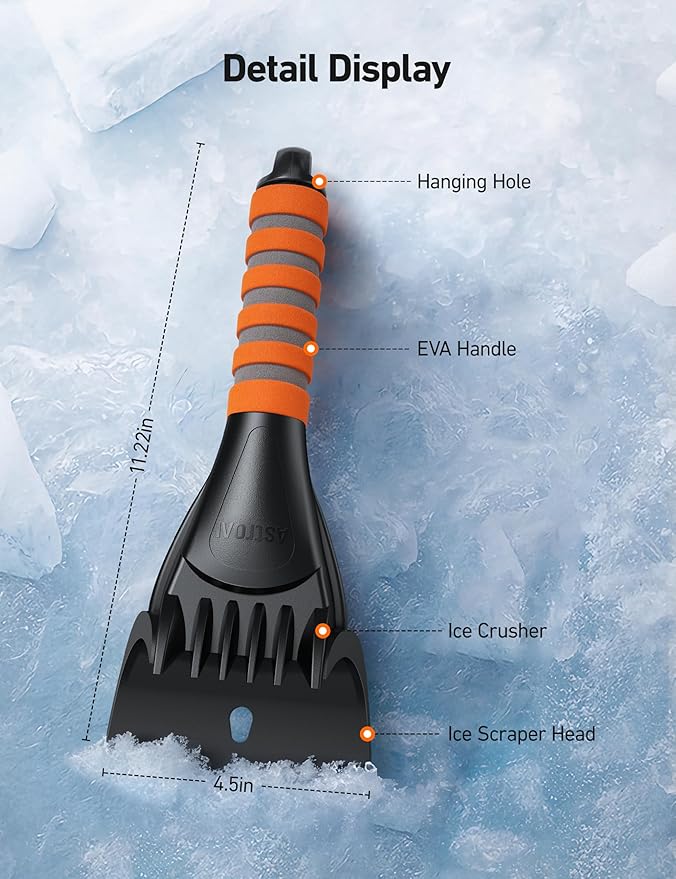 AstroAI Ice Scraper for Cars and Small Trucks - Dang Near Indestructible Ice Scrapers for Car Windshield from Scrape Frost and Ice