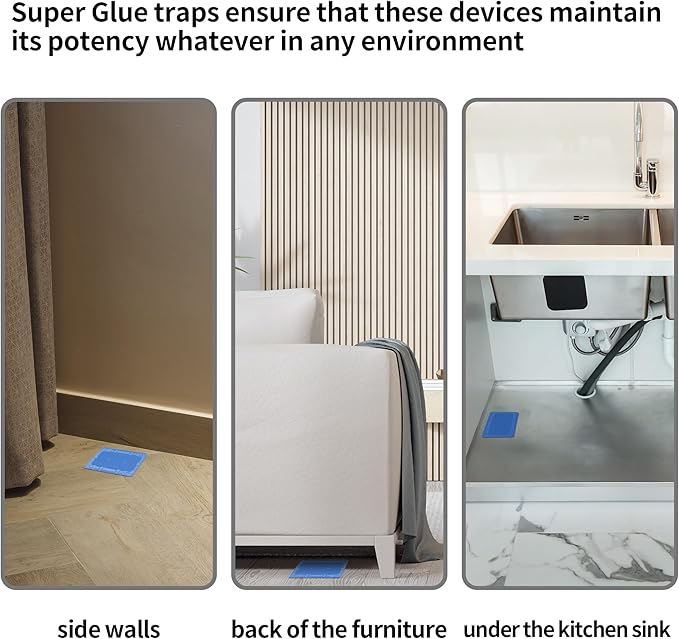 LULUCATCH Mouse & Insect Glue Traps, 10 Pack Pre-Scented Sticky Mouse Traps Indoor for Home, Non-Toxic Glue Boards for Mice, Cricket, Roach, Lizard, Bug, Pet Safe for House & Garage