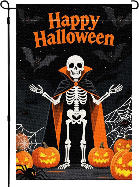 Halloween Garden Flag 12x18 Inch Double Sided, Outdoor Burlap Yard Decor for Porch, Patio, Holiday Decorations, Black3