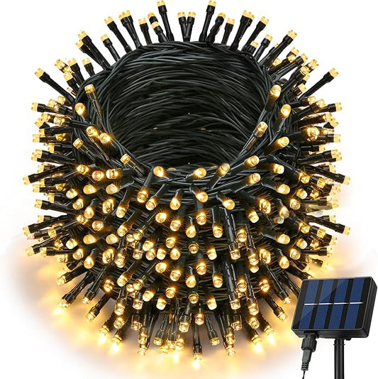 Joomer Solar String Lights Outdoor, 105FT 300 LED 8 Modes Outdoor String Lights Waterproof Fairy Tree Lights for Garden Yard Patio Christmas Decoration (Warm White)