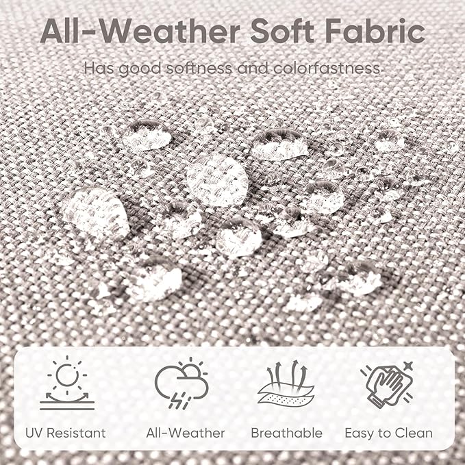 7-Piece Outdoor Patio Cushion Set - Fade & Water Resistant with Removable Olefin Cover, 22x24x4 Inch Memory Foam Cushions for Wicker Sectional Sofa – Beige/Buckle