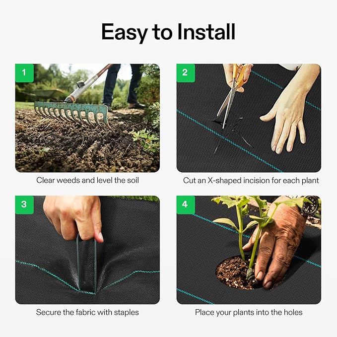 VIVOSUN Premium Weed Barrier Landscape Fabric Heavy Duty, 1.5ftx50ft 5oz Double-Layered Weed Control Mat with High Permeability, Commercial Ground Cover, Easy Set up & Superior Weed Control