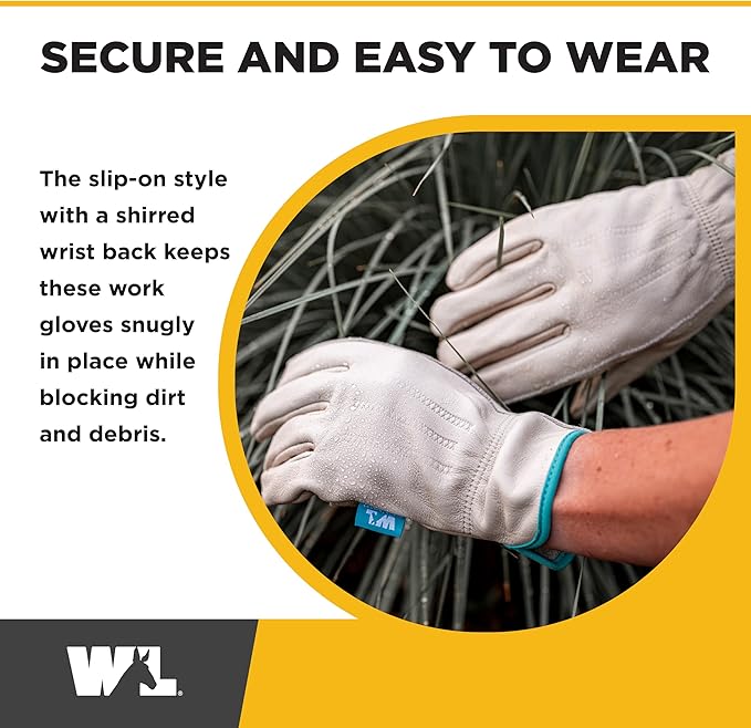 Wells Lamont Women's Water-Resistant Leather Work Gloves | Puncture Resistant, Reinforced, HydraHyde | Medium (1167M), Tan