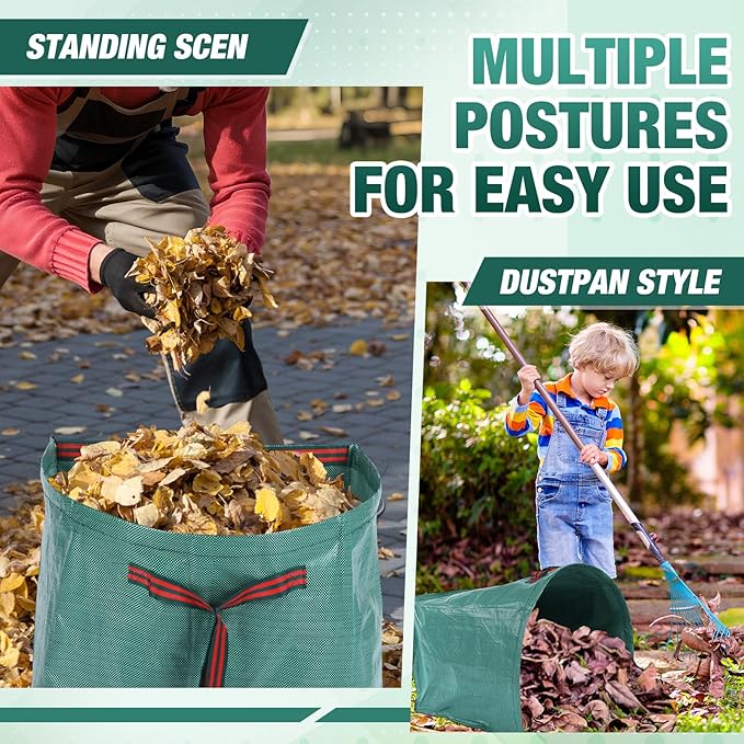 WILLBOND 3 Pcs Yard Waste Bags Large Yard Dustpan Type Garden Bag for Collecting Leaves Reusable Heavy Duty Lawn and Leaf Bag for Parties Laundry, Camping (40, 53, 72 Gallon)