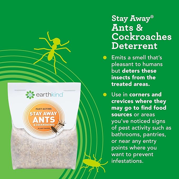 EarthKind Stay Away Ants & Cockroaches Deterrent Pouches - Easy-to-Use Botanical Pest Control - for Kitchen, Pantry, Countertops & Food Spaces - 4-Pack