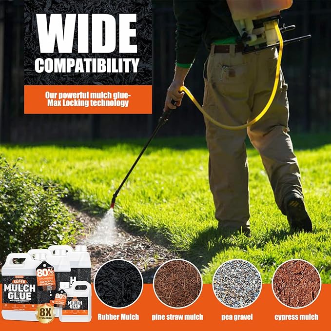 Mulch Glue for Landscaping, 32OZ Rock Glue, Fast-Dry Non-Toxic Weather-Resistant Strong Gravel Binder, Pine Straw Outdoor Strong Pebble Gravel Hold for Garden, Mulch Lock and Pea Gravel Stabilizer