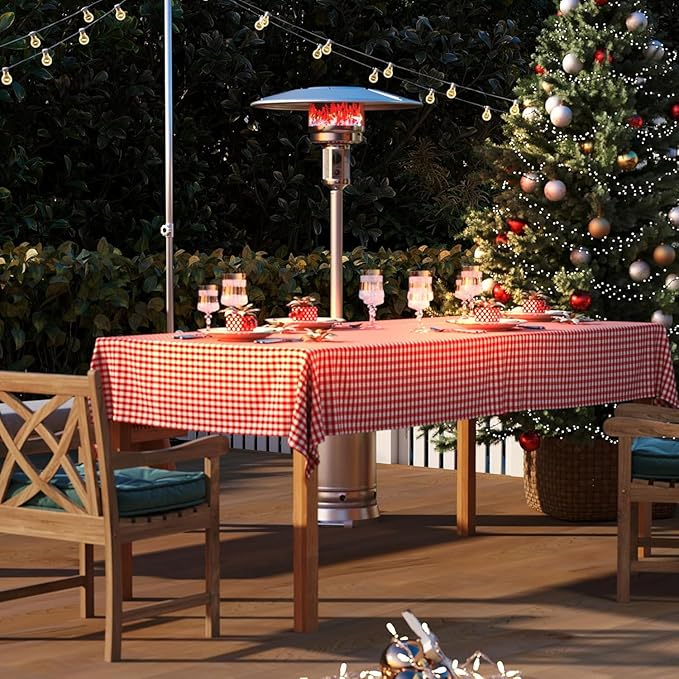 Patio Heater for Outdoor Use with Wheels, LP Propane Heater with Triple Protection System, CE & ETL Certified, Outdoor Heater for Commercial Residential Courtyard Porch Garage(Silver)