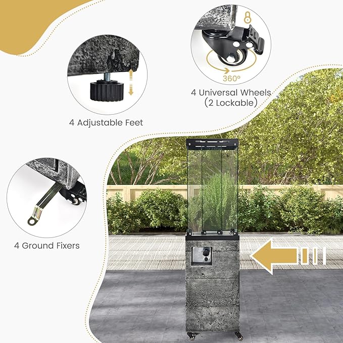 Giantex 41,000 BTU Outdoor Heaters for Patio - Propane Patio Heater, Outside Space Heater with Protective Cover, Wheels & Adjustable Feet, CSA Certification, Portable Gas Heater for Garden, Yard (Mix Gray)