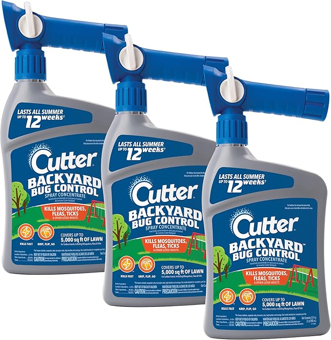 Cutter Backyard Bug Control Spray Concentrate (3 Pack), Kills Mosquitoes, Fleas & Listed Ants, 32 fl Ounce