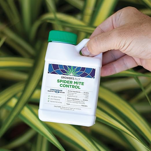 Grower's Ally Spider Mite Control | 8 oz Concentrate, Makes 25 Gallons | Insecticide and Miticide for Plants | OMRI Listed