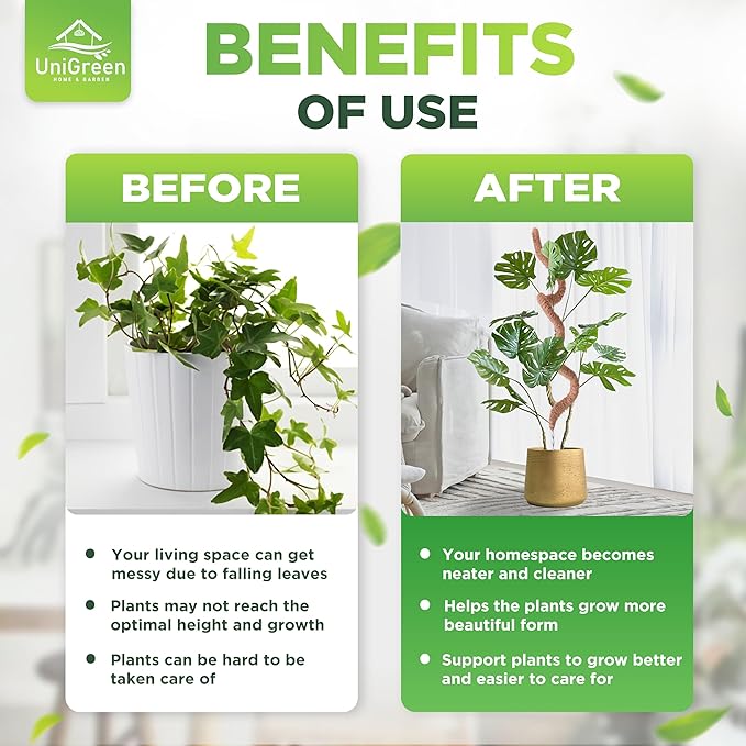 UNIGREEN 2Pack 47'' Premium Bendable Moss Pole - Monstera Plant Support - Plant Trellis Moss Pole for Plants - Moss Poles for Climbing Plants - Plant Sticks Support for Indoor/Outdoor Plants Potted