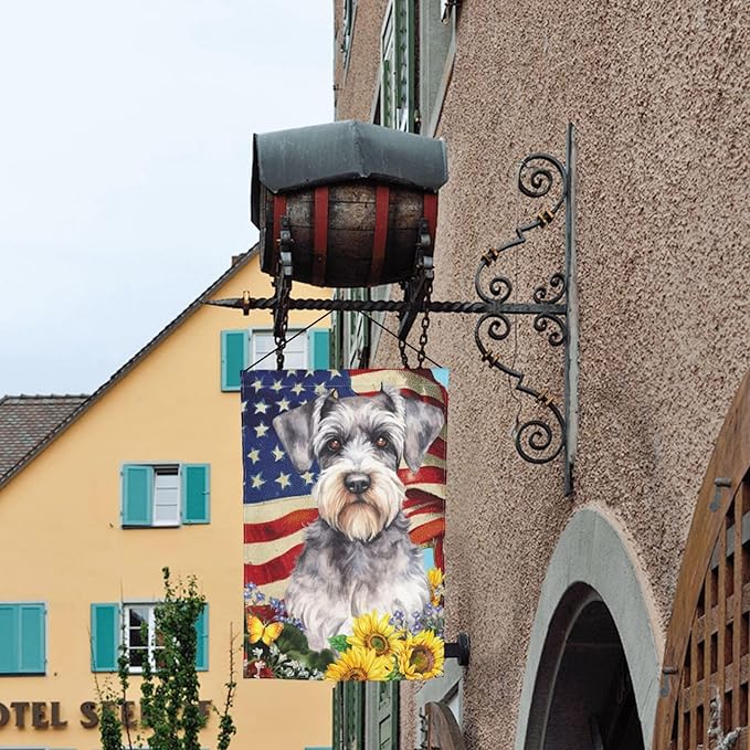 Schnauzer American Patriotic Dog Flag Garden Flag Welcome Party Outdoor Outside Decorations Picks Home House Garden Yard Decor 12x18 Inch