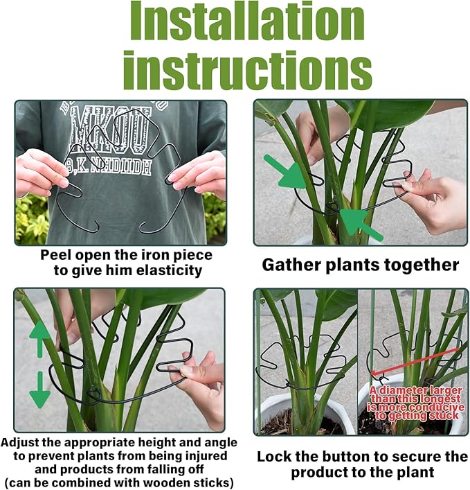 5PCS Monstera Plant Stem Support -7.3*6.25IN Adjustable Metal Stake for Climbing Plants, Durable Garden Support with Gentle Grips, Ideal for Indoor & Outdoor Use, Ideal Gift for Plant Lovers