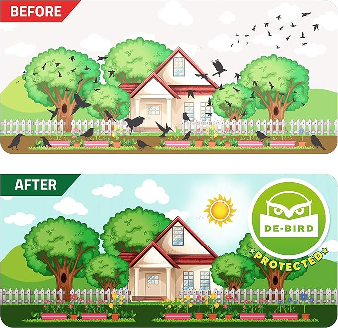 De-Bird Scare Tape - 125 Ft Roll, Holographic, Garden Style - Reflective Tape for Birds - Pigeon & Goose Control, Balcony & Patio Nest Deterrent