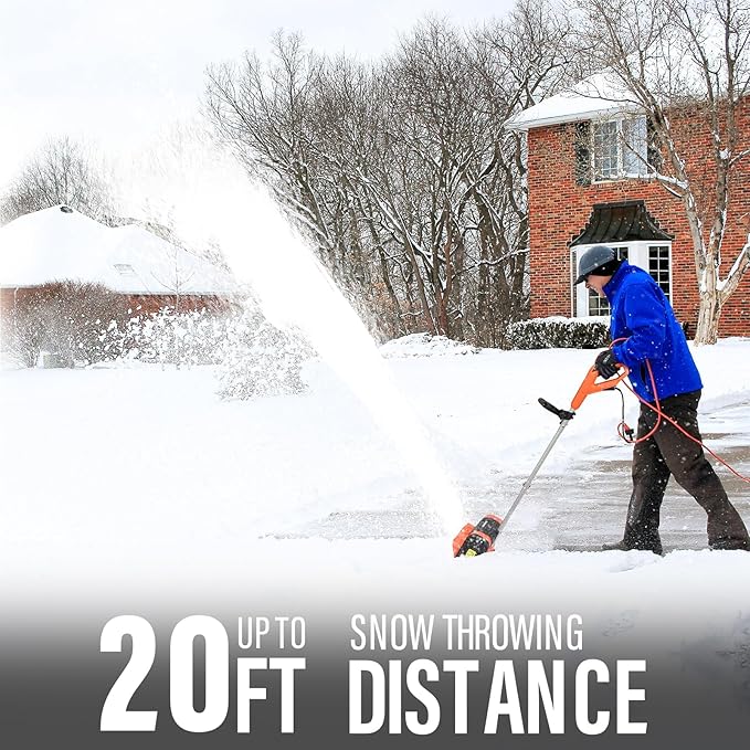 Maxlander Electric Snow Shovel, 11 inch 10Amp Corded Snow Shovel for Driveway, Electric Shovel for Snow Removal with Powerful Motor and Adjustable Handle, 300lbs/Min