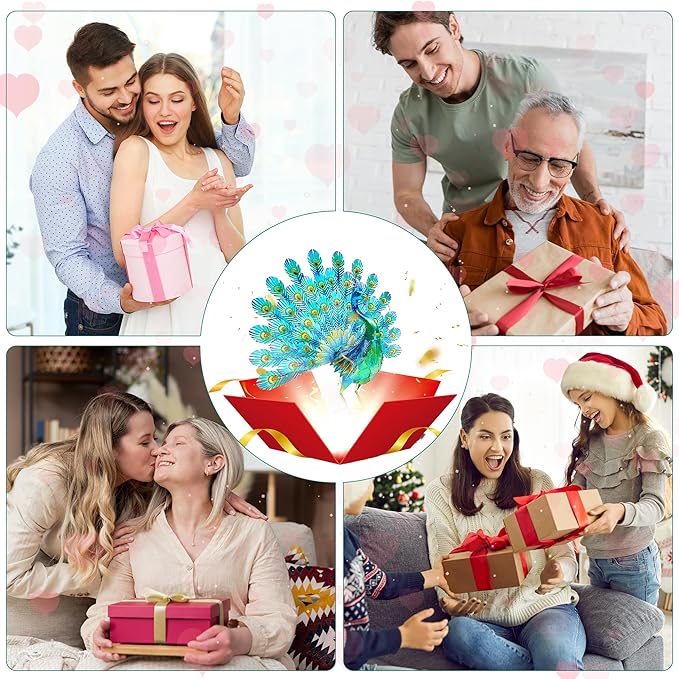 Autodaya 27.5" Tall Metal Peacock Garden Statue - Handmade, 3D Textured, Tail Spread Sculptures for Patio, Garden or Entryway.