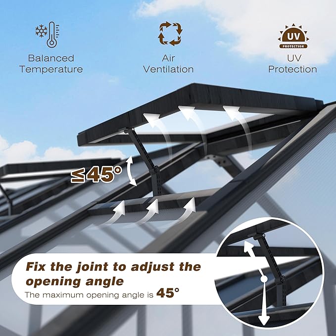 MUPATER 6' x 12' Walk-in Wooden Polycarbonate Greenhouse with Ventilated Window & Lockable Door, Multi-Layer PC Panels for UV Protection, Greenhouse Kit for Outdoor, Garden and Backyard, Black