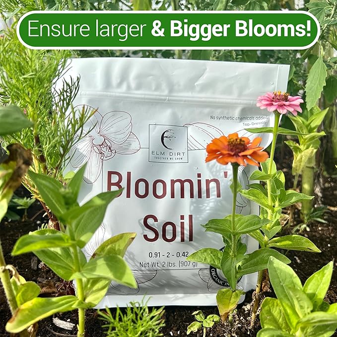 Elm Dirt Premium Bloom Soil - 100% Organic for Outdoor & Indoor Plants | Enhancer for Plant Growth & Healthy Nutrients - Big Bloom Activator, 4 lbs