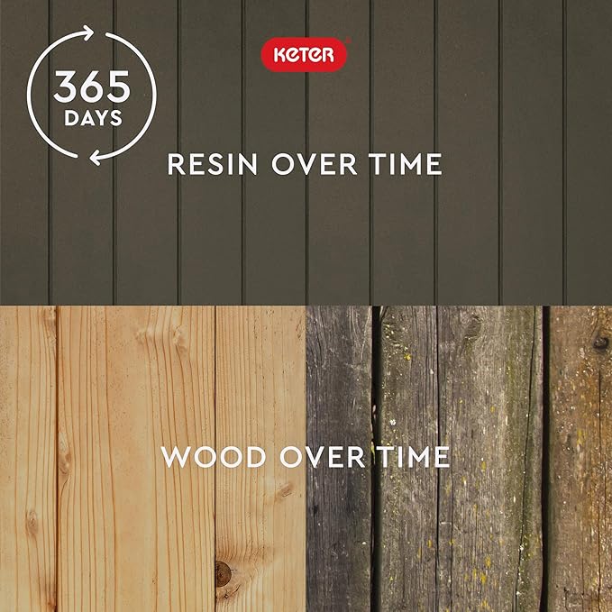 Keter City 30 Gallon Resin Outdoor Storage Box and Patio Furniture Side Table for Pool and Garden Accessories, Mossy Brown