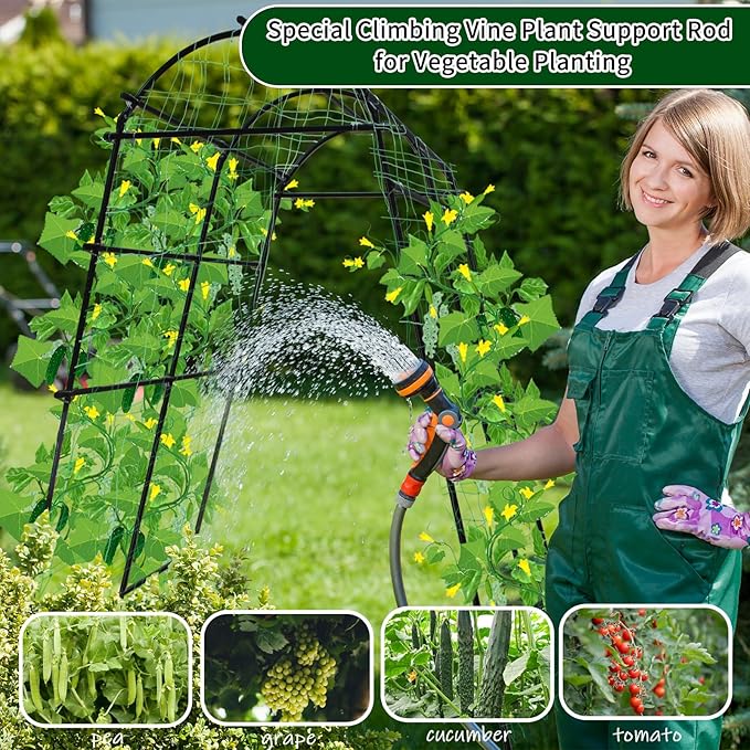 7 Ft Extra Tall Garden Arch Trellis for Climbing Plants Outdoor, Lightweight Metal+PE Coated Garden Arch Trellis Plant Stand for Climbing Vines, Lawn Tower & Garden Support Structure