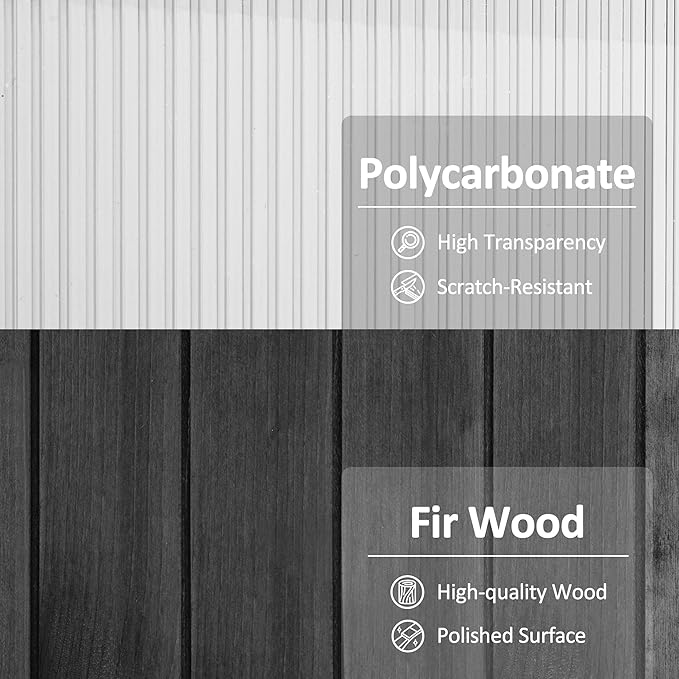 Macrout Cold Frame Greenhouse, Large Wooden Greenhouse Cabinet, Garden Cold Frame with Adjustable Shelves for Outdoor Indoor Use, 1344 (Dark Grey)