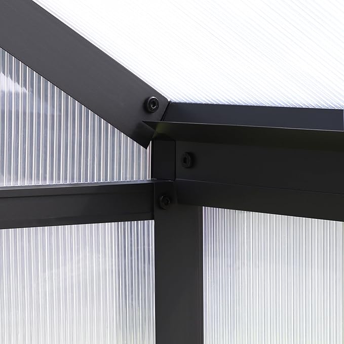 BlueWish 8x10FT Greenhouse for Outdoors, Aluminum Greenhouses with Adjustable Vents,Lockable Door, Outdoor Greenhouse with Polycarbonate Panel, Walk-in Green House for Garden, Gray