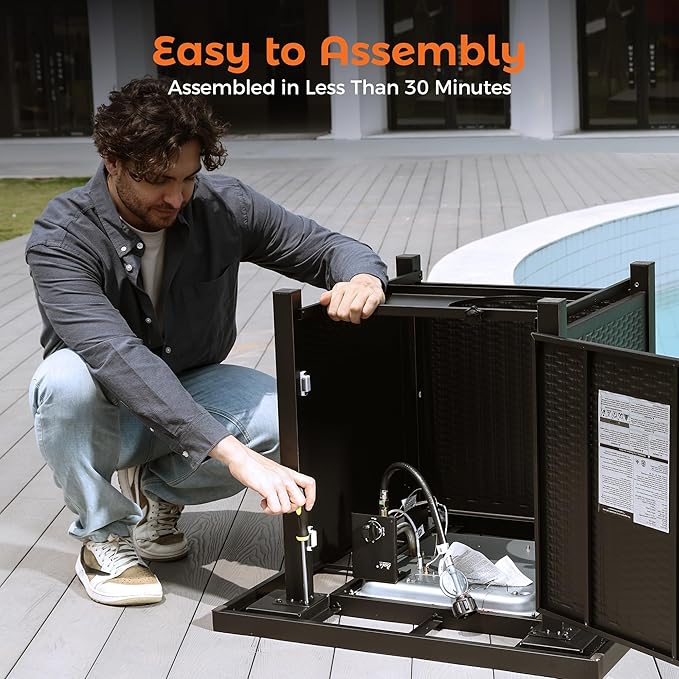 BALI OUTDOORS 50000 BTU Propane Fire Pit for Outdoor, 30 in Fire Pit Table Outdoor, Square Firepits for Outside Backyard, Patio