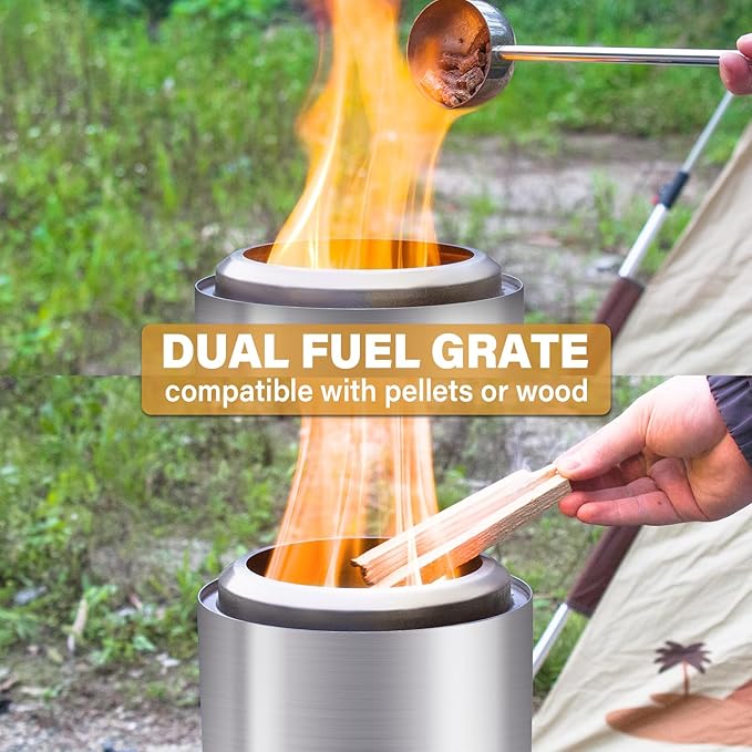 HGD Tabletop Fire Pit, Smokeless Firepit Outdoor, Mini Fire Pit for with Carry Bag for Camping Backyard Patio Garden Picnic, Silver