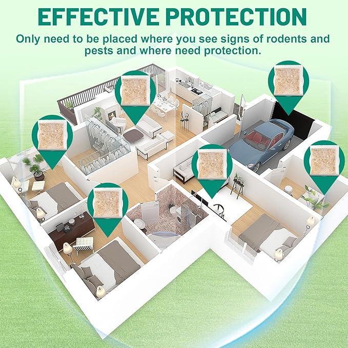 16 Pack Mouse Repellent Pouches Peppermint Oil Mice Deterrent for Indoor & Outdoor Use, Keep Mice, Rats, Squirrel, Spider, Pest Out of Garden Car RV House, Family & Pet Safe