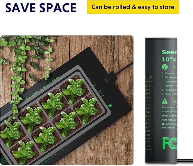 iPower 2 Pack Waterproof Seedling Heat Mat 10"x20.75", Warm Hydroponic Heating Pad for Germination, Indoor Gardening, Greenhouse