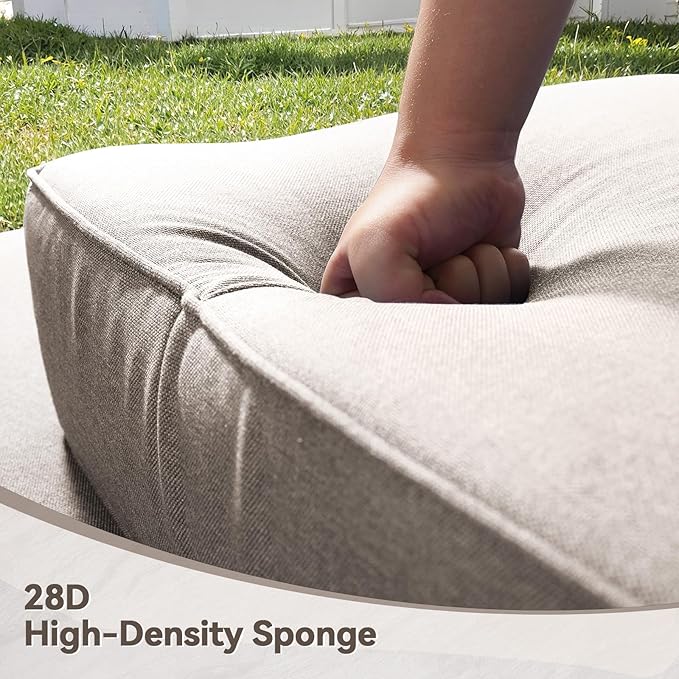Luxury 6" Outdoor Cushions for Patio Furniture, 24x24x6 Thick Seat Cushion Set of 10, Fade Resistant Couch Chair Replacement Cushions High Density Deep Wicker Chair Cushion w/Removable Cover, Beige