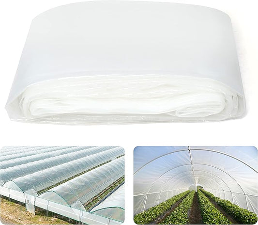 Fencer Wire 6 mil Clear Greenhouse Plastic Sheeting UV Resistant Polyethylene Greenhouse Film, Hoop House Cover for Horticulture, Gardening, Farming and Agriculture 90% Light Transmittance, 12’ x 28’