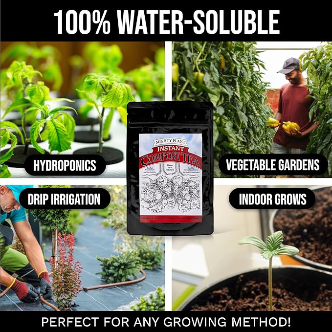 Organic Instant Compost Tea (1 lb) – Probiotic Plant Food Bloom Booster & Yield Booster for Hydroponics & All Gardening Types | Microbial Formula Converts Amino Acids for Enhanced Growth (1, Pounds)