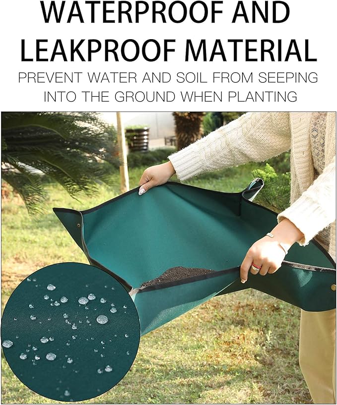 Oxford Houseplants Repotting Mat, Waterproof Indoor Plant Potting Tray, Foldable Bonsai Repotting Pad, Garden Soil Mess Workspace Cloth for Succulent, Cactus, Aloe Vers, 29.5 x 29.5