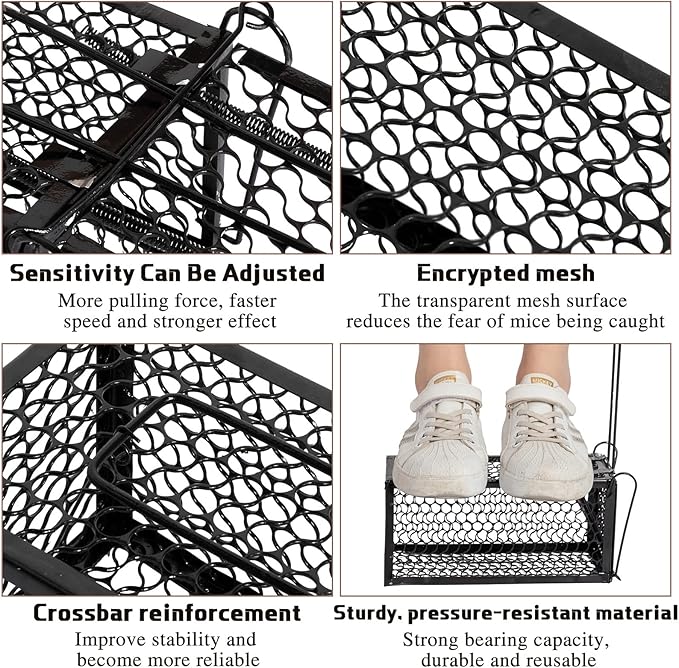 Qualirey 4 Pcs Humane Rat Trap Chipmunk Rodent Mouse Squirrel Trap Small Live Animal Mouse Voles Hamsters Live Cage Rat Cage for Mice Easy to Catch and Release (Black)