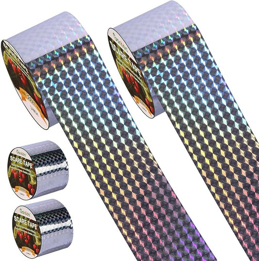 Bird Tape Repellent - Double Reflective Tape Ribbon, Bird Scare Tape, Effective Against Birds and Animals, Ideal for Gardens, Orchards, Farms and Outdoor Areas(2IN * 360FT)