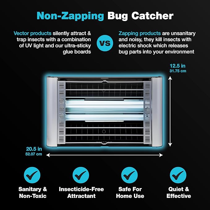 Catchmaster Vector Plasma Grilled Light Trap, UV Light Fly Traps, Gnat Traps for House Indoor, Shatterproof Bulbs, UV Lamp Insect Killer, Bug Light for Commercial Kitchen, Warehouse & Restaurants